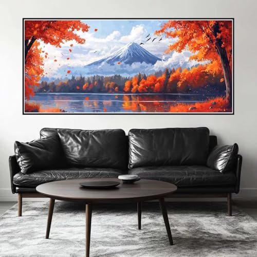 Malen Nach Zahlen Herbst Malen Nach Zahlen Erwachsene Fuji, 70 X 35 cm XXL Groß Acrylfarben Ölgemälde, DIY Malen Nach Zahlen Kinder Anfänger Paint by Numbers Set für Wand Dekor (Ohne Rahmen) -H682 von Kggyele