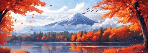 Malen Nach Zahlen Herbst Malen Nach Zahlen Erwachsene Fuji, 75x225 cm XXL Groß Acrylfarben Ölgemälde, DIY Malen Nach Zahlen Kinder Anfänger Paint by Numbers Set für Wand Dekor (Ohne Rahmen) -H682 von Kggyele