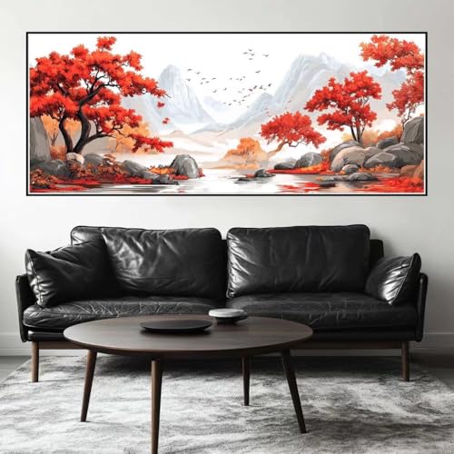 Malen Nach Zahlen Herbst Malen Nach Zahlen Erwachsene Landschaft, 200 X 80 cm XXL Groß Acrylfarben Ölgemälde, DIY Malen Nach Zahlen Kinder Anfänger Set Bastelset für Wand Dekor (Ohne Rahmen) -H353 von Kggyele