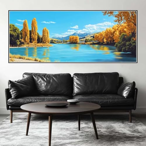 Malen Nach Zahlen Herbst Malen Nach Zahlen Erwachsene Landschaft, 200 X 80 cm XXL Groß Acrylfarben Ölgemälde, DIY Malen Nach Zahlen Kinder Anfänger Set Bastelset für Wand Dekor (Ohne Rahmen) -H897 von Kggyele