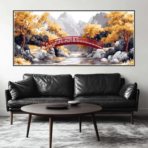 Malen Nach Zahlen Herbst Malen Nach Zahlen Erwachsene Landschaft, 50 X 25 cm XXL Groß Acrylfarben Ölgemälde, DIY Malen Nach Zahlen Kinder Anfänger Set Bastelset für Wand Dekor (Ohne Rahmen) -H638 von Kggyele