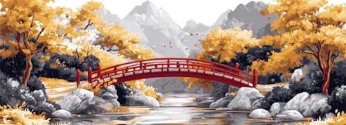 Malen Nach Zahlen Herbst Malen Nach Zahlen Erwachsene Landschaft, 75x225 cm XXL Groß Acrylfarben Ölgemälde, DIY Malen Nach Zahlen Kinder Anfänger Set Bastelset für Wand Dekor (Ohne Rahmen) -H638 von Kggyele