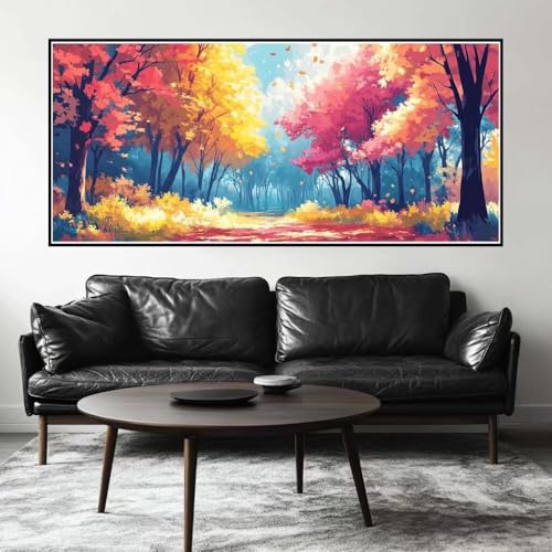 Malen Nach Zahlen Herbst Malen Nach Zahlen Erwachsene Wald, 190 X 95 cm XXL Groß Acrylfarben Ölgemälde, DIY Malen Nach Zahlen Kinder Anfänger Paint by Numbers Set für Wand Dekor (Ohne Rahmen) -H486 von Kggyele