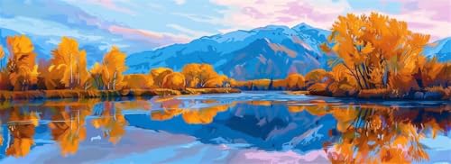 Malen Nach Zahlen Herbst Malen Nach Zahlen Erwachsene Wald, 75x225 cm XXL Groß Acrylfarben Ölgemälde, DIY Malen Nach Zahlen Kinder Anfänger Paint by Numbers Set für Wand Dekor (Ohne Rahmen) -H738 von Kggyele