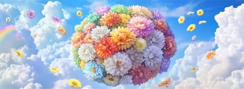 Malen Nach Zahlen Himmel Malen Nach Zahlen Erwachsene Blumenball, 25x75 cm XXL Groß Acrylfarben Ölgemälde, DIY Malen Nach Zahlen Kinder Anfänger Set Bastelset für Wand Dekor (Ohne Rahmen) -H650 von Kggyele