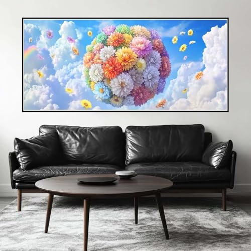 Malen Nach Zahlen Himmel Malen Nach Zahlen Erwachsene Blumenball, 70 X 35 cm XXL Groß Acrylfarben Ölgemälde, DIY Malen Nach Zahlen Kinder Anfänger Set Bastelset für Wand Dekor (Ohne Rahmen) -H650 von Kggyele