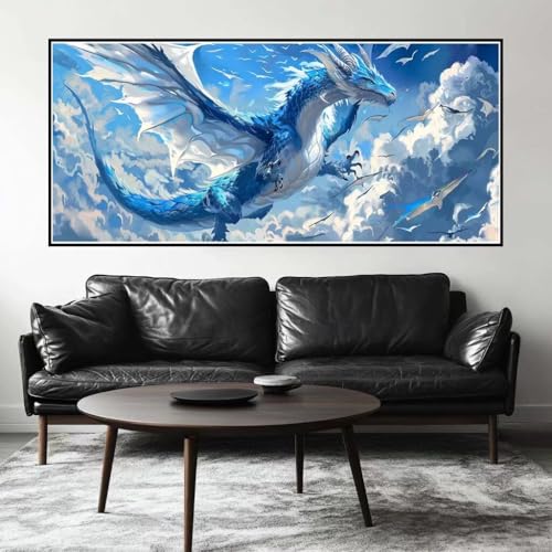 Malen Nach Zahlen Himmel Malen Nach Zahlen Erwachsene Drache, 170 X 85 cm XXL Groß Acrylfarben Ölgemälde, DIY Malen Nach Zahlen Kinder Anfänger Paint by Numbers Set für Wand Dekor (Ohne Rahmen) -H686 von Kggyele