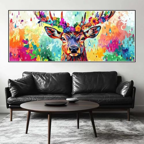 Malen Nach Zahlen Hirsch Malen Nach Zahlen Erwachsene Blume, 200 X 80 cm XXL Groß Acrylfarben Ölgemälde, DIY Malen Nach Zahlen Kinder Anfänger Paint by Numbers Set für Wand Dekor (Ohne Rahmen) -H193 von Kggyele