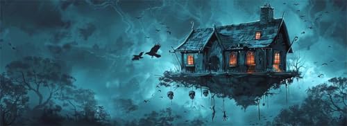 Malen Nach Zahlen Horror Malen Nach Zahlen Erwachsene Hütte, 75x225 cm XXL Groß Acrylfarben Ölgemälde, DIY Malen Nach Zahlen Kinder Anfänger Paint by Numbers Set für Wand Dekor (Ohne Rahmen) -H514 von Kggyele