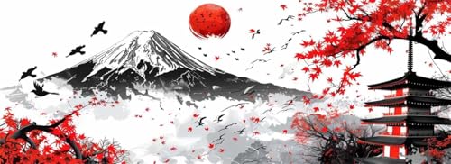 Malen Nach Zahlen Japan Malen Nach Zahlen Erwachsene Berg Fuji, 75x225 cm XXL Groß Acrylfarben Ölgemälde, DIY Malen Nach Zahlen Kinder Anfänger Paint by Numbers Set für Wand Dekor (Ohne Rahmen)-H528 von Kggyele