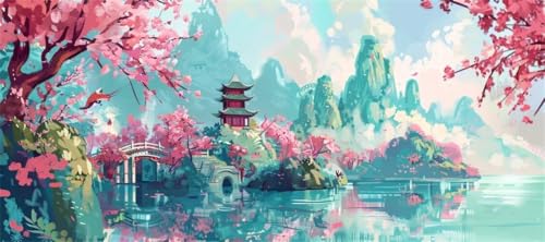 Malen Nach Zahlen Japan Malen Nach Zahlen Erwachsene China, 130 X 65 cm XXL Groß Acrylfarben Ölgemälde, DIY Malen Nach Zahlen Kinder Anfänger Paint by Numbers Set für Wand Dekor (Ohne Rahmen) -H198 von Kggyele