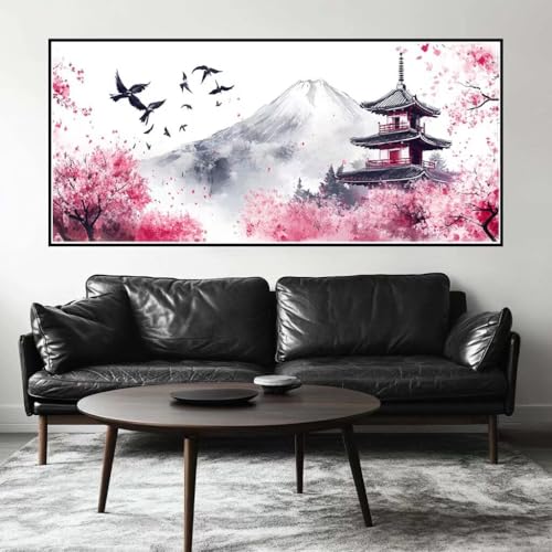 Malen Nach Zahlen Japan Malen Nach Zahlen Erwachsene Kirsche Blüte, 190 X 95 cm XXL Groß Acrylfarben Ölgemälde, DIY Malen Nach Zahlen Kinder Anfänger Set Bastelset für Wand Dekor (Ohne Rahmen) -H463 von Kggyele