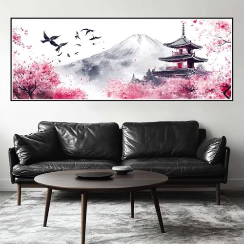 Malen Nach Zahlen Japan Malen Nach Zahlen Erwachsene Kirsche Blüte, 75x225 cm XXL Groß Acrylfarben Ölgemälde, DIY Malen Nach Zahlen Kinder Anfänger Set Bastelset für Wand Dekor (Ohne Rahmen) -H463 von Kggyele