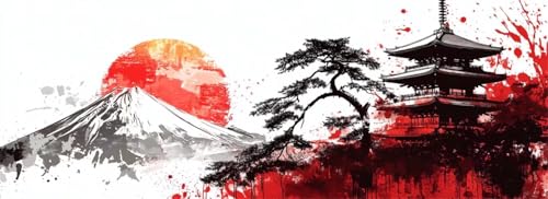 Malen Nach Zahlen Japan Malen Nach Zahlen Erwachsene Landschaft, 15x45 cm XXL Groß Acrylfarben Ölgemälde, DIY Malen Nach Zahlen Kinder Anfänger Paint by Numbers Set für Wand Dekor (Ohne Rahmen)-H582 von Kggyele