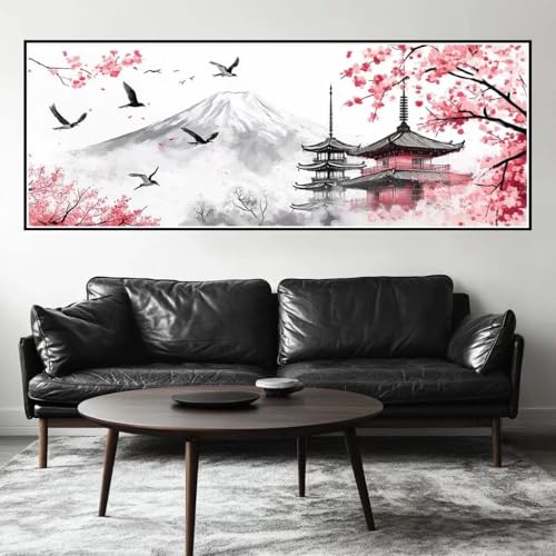 Malen Nach Zahlen Japan Malen Nach Zahlen Erwachsene Landschaft, 35x105 cm XXL Groß Acrylfarben Ölgemälde, DIY Malen Nach Zahlen Kinder Anfänger Paint by Numbers Set für Wand Dekor(Ohne Rahmen)-H240 von Kggyele