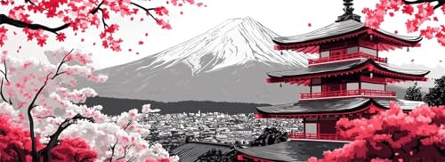 Malen Nach Zahlen Japan Malen Nach Zahlen Erwachsene Landschaft, 65x195 cm XXL Groß Acrylfarben Ölgemälde, DIY Malen Nach Zahlen Kinder Anfänger Set Bastelset für Wand Dekor (Ohne Rahmen) -H747 von Kggyele