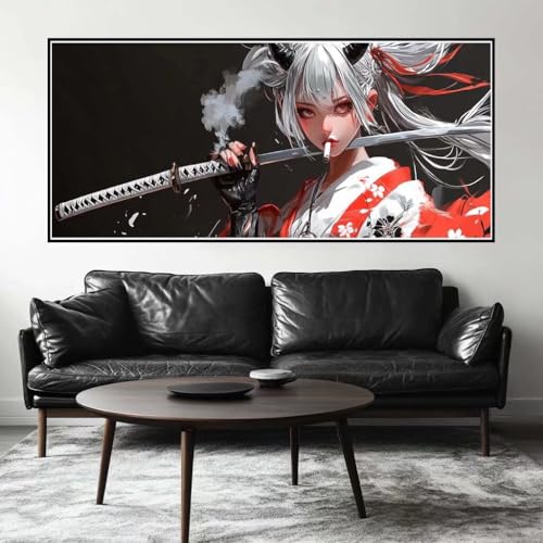 Malen Nach Zahlen Japan Malen Nach Zahlen Erwachsene Samurai, 190 X 95 cm XXL Groß Acrylfarben Ölgemälde, DIY Malen Nach Zahlen Kinder Anfänger Paint by Numbers Set für Wand Dekor (Ohne Rahmen) -H509 von Kggyele