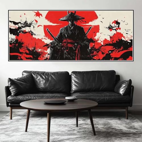Malen Nach Zahlen Japan Malen Nach Zahlen Erwachsene Samurai, 75 X 30 cm XXL Groß Acrylfarben Ölgemälde, DIY Malen Nach Zahlen Kinder Anfänger Paint by Numbers Set für Wand Dekor (Ohne Rahmen) -H390 von Kggyele