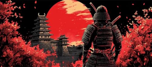 Malen Nach Zahlen Japan Malen Nach Zahlen Erwachsene Samurai, 90 X 45 cm XXL Groß Acrylfarben Ölgemälde, DIY Malen Nach Zahlen Kinder Anfänger Paint by Numbers Set für Wand Dekor (Ohne Rahmen) -H183 von Kggyele