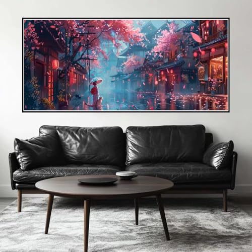 Malen Nach Zahlen Japan Malen Nach Zahlen Erwachsene Straße, 190 X 95 cm XXL Groß Acrylfarben Ölgemälde, DIY Malen Nach Zahlen Kinder Anfänger Paint by Numbers Set für Wand Dekor (Ohne Rahmen) -H503 von Kggyele