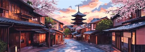 Malen Nach Zahlen Japan Malen Nach Zahlen Erwachsene Straße, 25x75 cm XXL Groß Acrylfarben Ölgemälde, DIY Malen Nach Zahlen Kinder Anfänger Paint by Numbers Set für Wand Dekor (Ohne Rahmen) -H912 von Kggyele