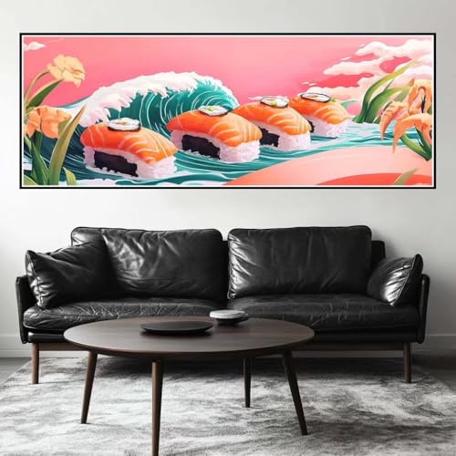 Malen Nach Zahlen Japan Malen Nach Zahlen Erwachsene Sushi, 35x105 cm XXL Groß Acrylfarben Ölgemälde, DIY Malen Nach Zahlen Kinder Anfänger Paint by Numbers Set für Wand Dekor (Ohne Rahmen) -H447 von Kggyele