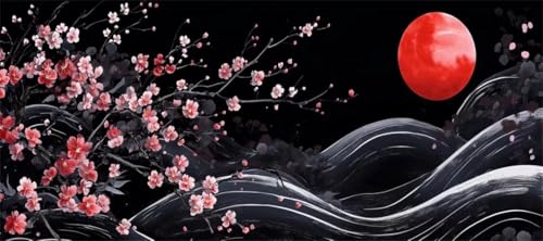 Malen Nach Zahlen Japan Malen Nach Zahlen Erwachsene Tuschemalerei, 50 X 25 cm XXL Groß Acrylfarben Ölgemälde, DIY Malen Nach Zahlen Kinder Anfänger Set Bastelset für Wand Dekor (Ohne Rahmen) -H185 von Kggyele