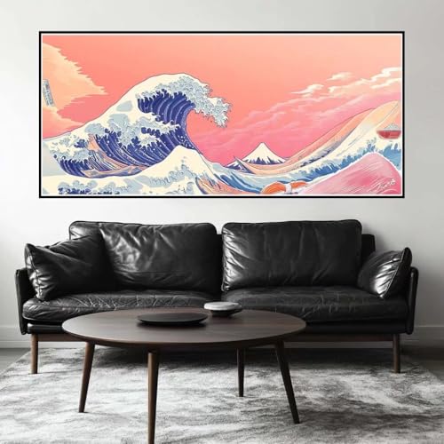 Malen Nach Zahlen Japan Malen Nach Zahlen Erwachsene Welle, 190 X 95 cm XXL Groß Acrylfarben Ölgemälde, DIY Malen Nach Zahlen Kinder Anfänger Paint by Numbers Set für Wand Dekor (Ohne Rahmen) -H512 von Kggyele