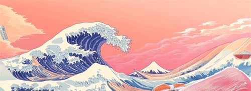 Malen Nach Zahlen Japan Malen Nach Zahlen Erwachsene Welle, 85x255 cm XXL Groß Acrylfarben Ölgemälde, DIY Malen Nach Zahlen Kinder Anfänger Paint by Numbers Set für Wand Dekor (Ohne Rahmen) -H512 von Kggyele