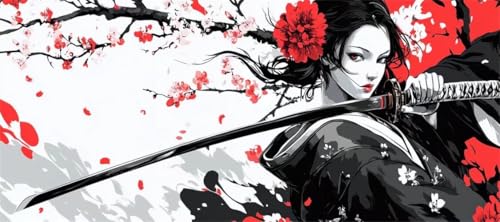 Malen Nach Zahlen Japanisch Malen Nach Zahlen Erwachsene Samurai, 90 X 45 cm XXL Groß Acrylfarben Ölgemälde, DIY Malen Nach Zahlen Kinder Anfänger Set Bastelset für Wand Dekor (Ohne Rahmen) -H180 von Kggyele