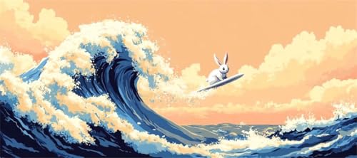 Malen Nach Zahlen Kaninchen Malen Nach Zahlen Erwachsene Wellen, 90 X 45 cm XXL Groß Acrylfarben Ölgemälde, DIY Malen Nach Zahlen Kinder Anfänger Paint by Numbers Set für Wand Dekor(Ohne Rahmen)-H370 von Kggyele