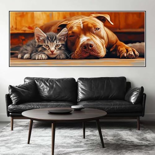 Malen Nach Zahlen Katze Malen Nach Zahlen Erwachsene Hund, 200 X 80 cm XXL Groß Acrylfarben Ölgemälde, DIY Malen Nach Zahlen Kinder Anfänger Paint by Numbers Set für Wand Dekor (Ohne Rahmen) -H911 von Kggyele