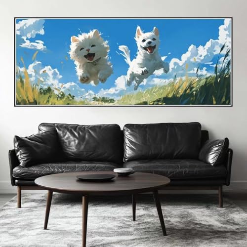 Malen Nach Zahlen Katze Malen Nach Zahlen Erwachsene Hund, 200 X 80 cm XXL Groß Acrylfarben Ölgemälde, DIY Malen Nach Zahlen Kinder Anfänger Paint by Numbers Set für Wand Dekor (Ohne Rahmen) -H903 von Kggyele