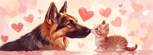 Malen Nach Zahlen Katze Malen Nach Zahlen Erwachsene Hund, 25x75 cm XXL Groß Acrylfarben Ölgemälde, DIY Malen Nach Zahlen Kinder Anfänger Paint by Numbers Adult Set für Wand Dekor (Ohne Rahmen)-H587 von Kggyele