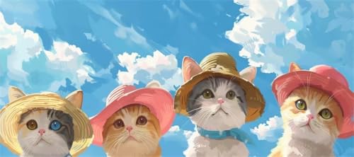 Malen Nach Zahlen Katze Malen Nach Zahlen Erwachsene Hut, 90 X 45 cm XXL Groß Acrylfarben Ölgemälde, DIY Malen Nach Zahlen Kinder Anfänger Paint by Numbers Adult Set für Wand Dekor (Ohne Rahmen)-H404 von Kggyele