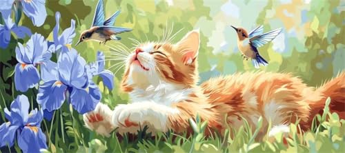 Malen Nach Zahlen Katze Malen Nach Zahlen Erwachsene Kolibri, 50 X 25 cm XXL Groß Acrylfarben Ölgemälde, DIY Malen Nach Zahlen Kinder Anfänger Paint by Numbers Set für Wand Dekor (Ohne Rahmen) -H207 von Kggyele