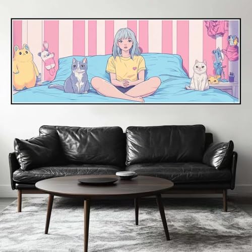 Malen Nach Zahlen Katze Malen Nach Zahlen Erwachsene Prinzessin, 15x45 cm XXL Groß Acrylfarben Ölgemälde, DIY Malen Nach Zahlen Kinder Anfänger Paint by Numbers Set für Wand Dekor (Ohne Rahmen)-H231 von Kggyele