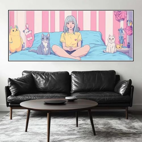 Malen Nach Zahlen Katze Malen Nach Zahlen Erwachsene Prinzessin, 225 X 90 cm XXL Groß Acrylfarben Ölgemälde, DIY Malen Nach Zahlen Kinder Anfänger Set Bastelset für Wand Dekor (Ohne Rahmen) -H231 von Kggyele
