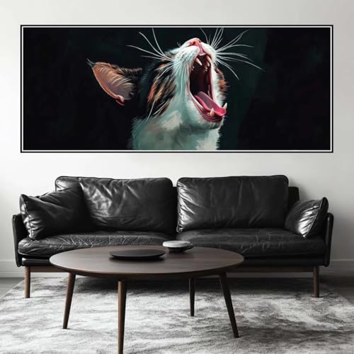 Malen Nach Zahlen Katze Malen Nach Zahlen Erwachsene Tier, 200 X 80 cm XXL Groß Acrylfarben Ölgemälde, DIY Malen Nach Zahlen Kinder Anfänger Paint by Numbers Set für Wand Dekor (Ohne Rahmen) -H796 von Kggyele