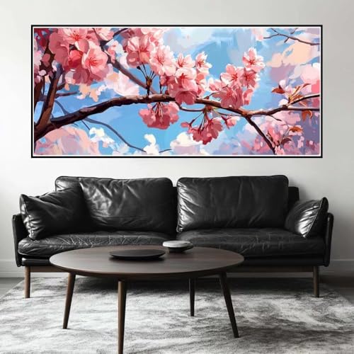 Malen Nach Zahlen Kirschblüte Malen Nach Zahlen Erwachsene Baum, 190 X 95 cm XXL Groß Acrylfarben Ölgemälde, DIY Malen Nach Zahlen Kinder Anfänger Set Bastelset für Wand Dekor (Ohne Rahmen) -H473 von Kggyele