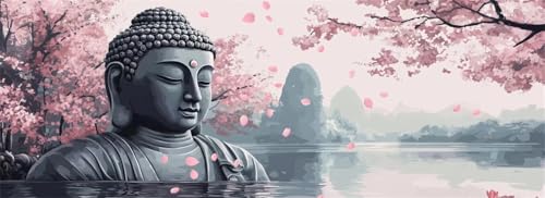 Malen Nach Zahlen Kirschblüte Malen Nach Zahlen Erwachsene Buddha, 85x255 cm XXL Groß Acrylfarben Ölgemälde, DIY Malen Nach Zahlen Kinder Anfänger Set Bastelset für Wand Dekor (Ohne Rahmen) -H719 von Kggyele