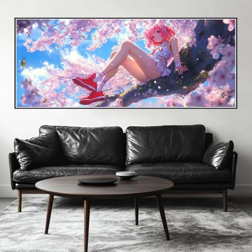 Malen Nach Zahlen Kirschblüte Malen Nach Zahlen Erwachsene Fee, 175 X 70 cm XXL Groß Acrylfarben Ölgemälde, DIY Malen Nach Zahlen Kinder Anfänger Paint by Numbers Set für Wand Dekor (Ohne Rahmen)-H957 von Kggyele