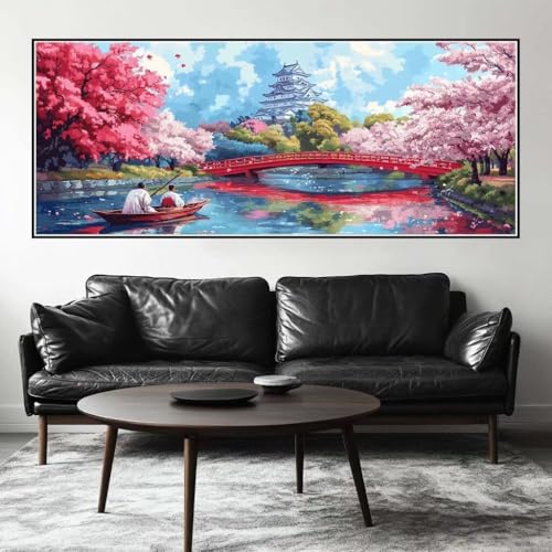Malen Nach Zahlen Kirschblüte Malen Nach Zahlen Erwachsene Japan, 75 X 30 cm XXL Groß Acrylfarben Ölgemälde, DIY Malen Nach Zahlen Kinder Anfänger Set Bastelset für Wand Dekor (Ohne Rahmen) -H862 von Kggyele