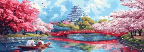 Malen Nach Zahlen Kirschblüte Malen Nach Zahlen Erwachsene Japan, 75x225 cm XXL Groß Acrylfarben Ölgemälde, DIY Malen Nach Zahlen Kinder Anfänger Set Bastelset für Wand Dekor (Ohne Rahmen) -H862 von Kggyele