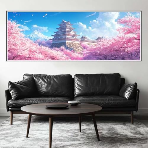 Malen Nach Zahlen Kirschblüte Malen Nach Zahlen Erwachsene Landschaft, 45x135 cm XXL Groß Acrylfarben Ölgemälde, DIY Malen Nach Zahlen Kinder Anfänger Set Bastelset für Wand Dekor (Ohne Rahmen)-H248 von Kggyele