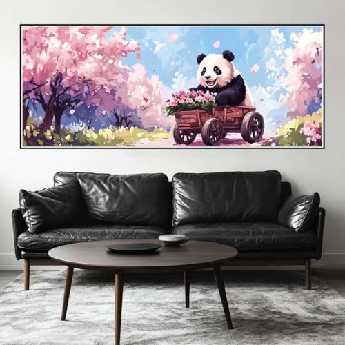Malen Nach Zahlen Kirschblüte Malen Nach Zahlen Erwachsene Panda, 200 X 80 cm XXL Groß Acrylfarben Ölgemälde, DIY Malen Nach Zahlen Kinder Anfänger Set Bastelset für Wand Dekor (Ohne Rahmen) -H832 von Kggyele