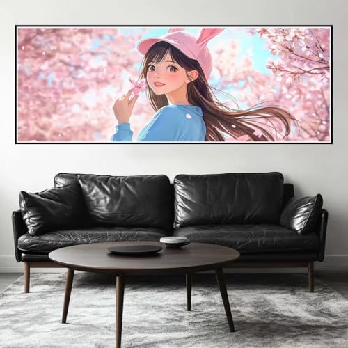 Malen Nach Zahlen Kirschblüte Malen Nach Zahlen Erwachsene Schönheit, 75x225 cm XXL Groß Acrylfarben Ölgemälde, DIY Malen Nach Zahlen Kinder Anfänger Set Bastelset für Wand Dekor (Ohne Rahmen) -H445 von Kggyele