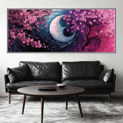 Malen Nach Zahlen Kirschblüte Malen Nach Zahlen Erwachsene Totem, 225 X 90 cm XXL Groß Acrylfarben Ölgemälde, DIY Malen Nach Zahlen Kinder Anfänger Set Bastelset für Wand Dekor (Ohne Rahmen) -H361 von Kggyele