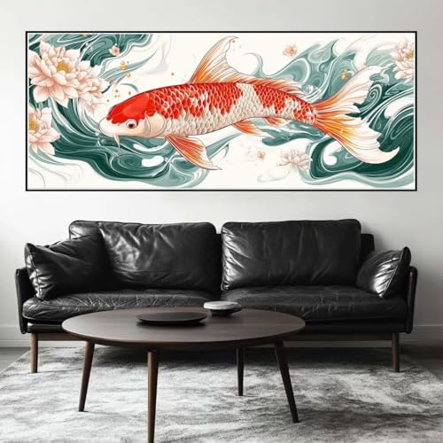 Malen Nach Zahlen Koi Malen Nach Zahlen Erwachsene Blume, 250 X 100 cm XXL Groß Acrylfarben Ölgemälde, DIY Malen Nach Zahlen Kinder Anfänger Paint by Numbers Set für Wand Dekor (Ohne Rahmen) -H241 von Kggyele
