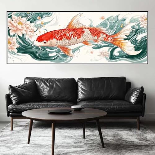 Malen Nach Zahlen Koi Malen Nach Zahlen Erwachsene Blume, 45x135 cm XXL Groß Acrylfarben Ölgemälde, DIY Malen Nach Zahlen Kinder Anfänger Paint by Numbers Adult Set für Wand Dekor (Ohne Rahmen)-H241 von Kggyele